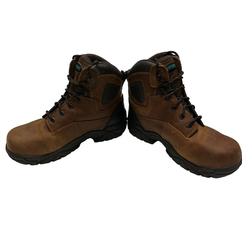 Hytest Boot Mens Size 8 Wide Knox 2 Steel Toe Work Brown Sudan Brown Leather